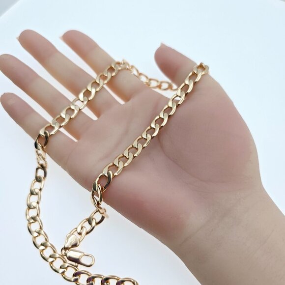 Rose Gold Cuban Chain Necklace Gold Plated Brass 49cm (19.3 Inches), XPNL0064 - Picture 12 of 12